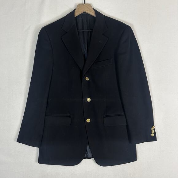 Mario Calderoni Roma Men’s Wool Blazer 40 Black Loro Piana 3 Gold Button Italy